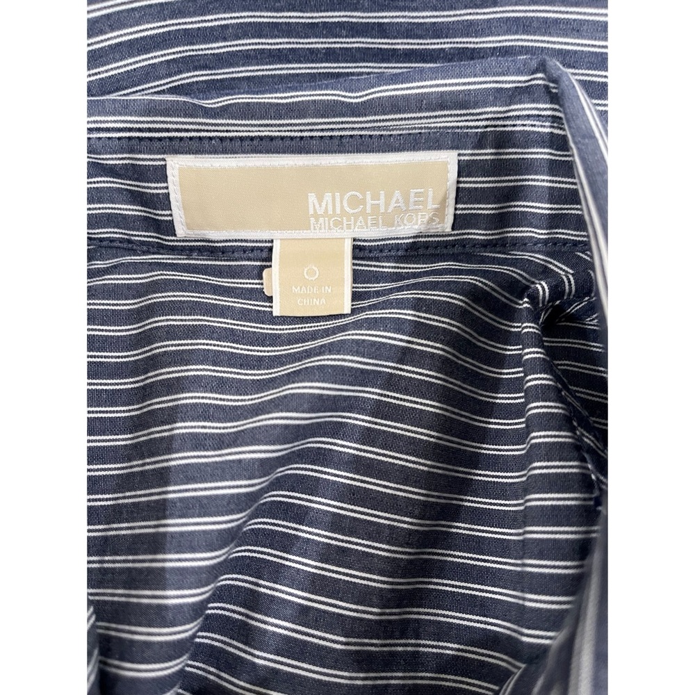Michael Kors Size 0 XS classic striped belted blue and white dress with pockets - Picture 7 of 8